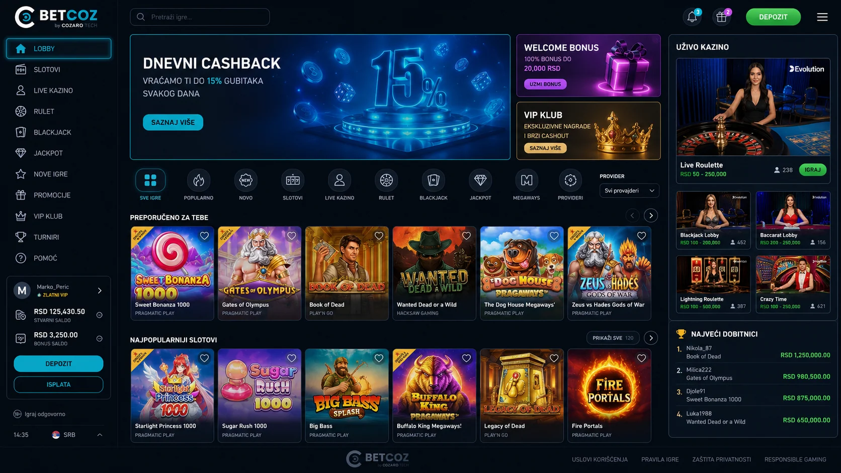 BetCoz gaming betting and casino platform preview screenshot 4