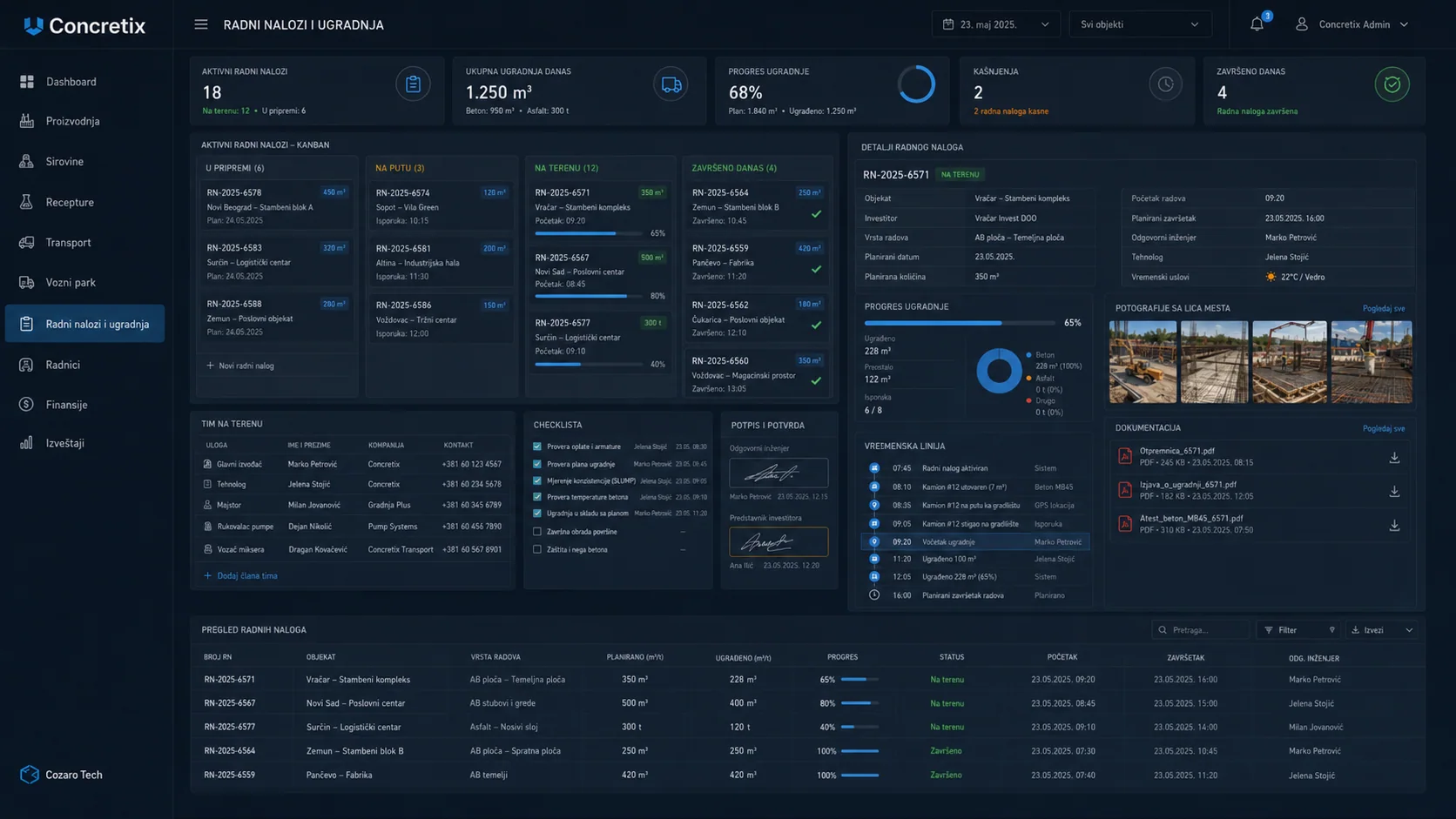 Concretix production and logistics platform preview screenshot 7