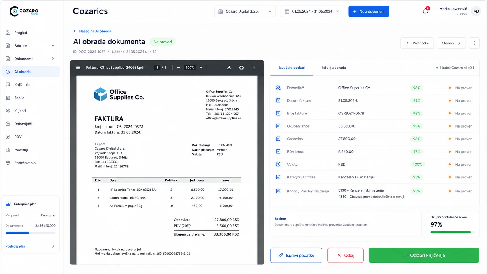 Cozarics accounting AI platform preview screenshot 4