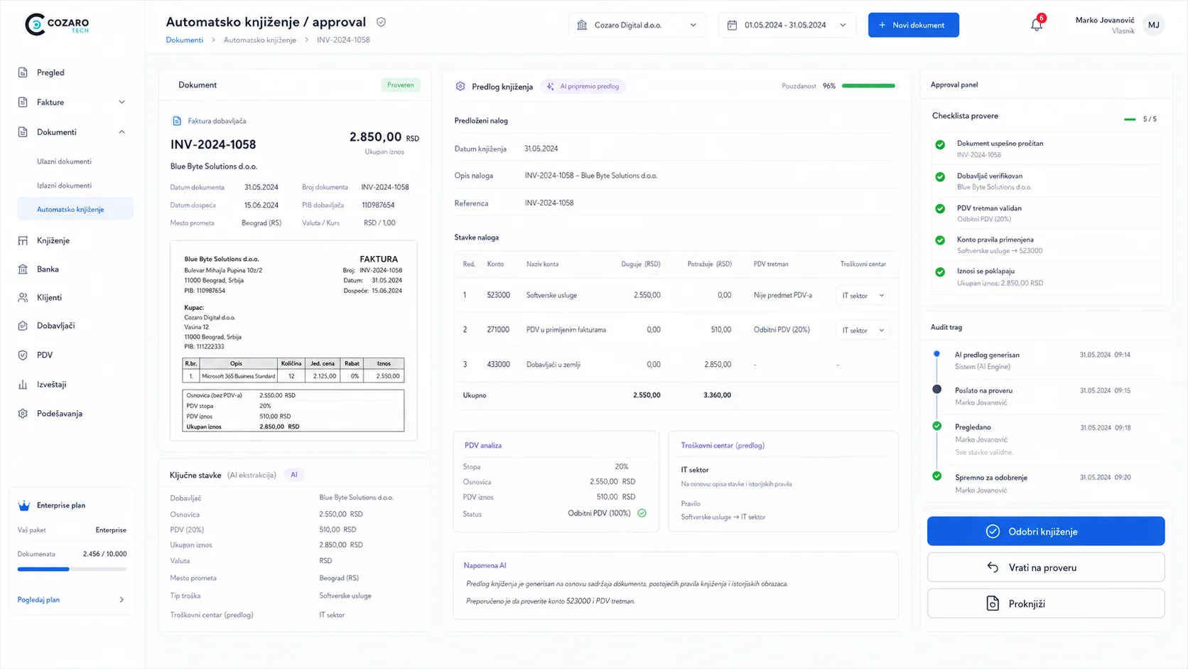 Cozarics accounting AI platform preview screenshot 7