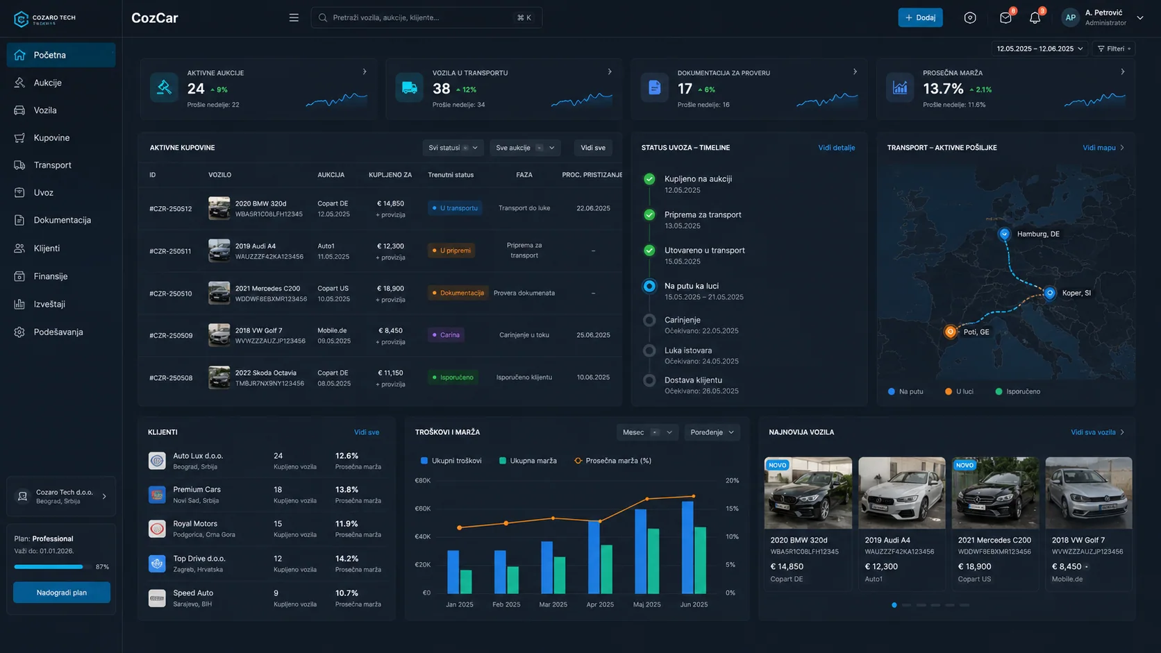 CozCar automotive import platform preview screenshot 2