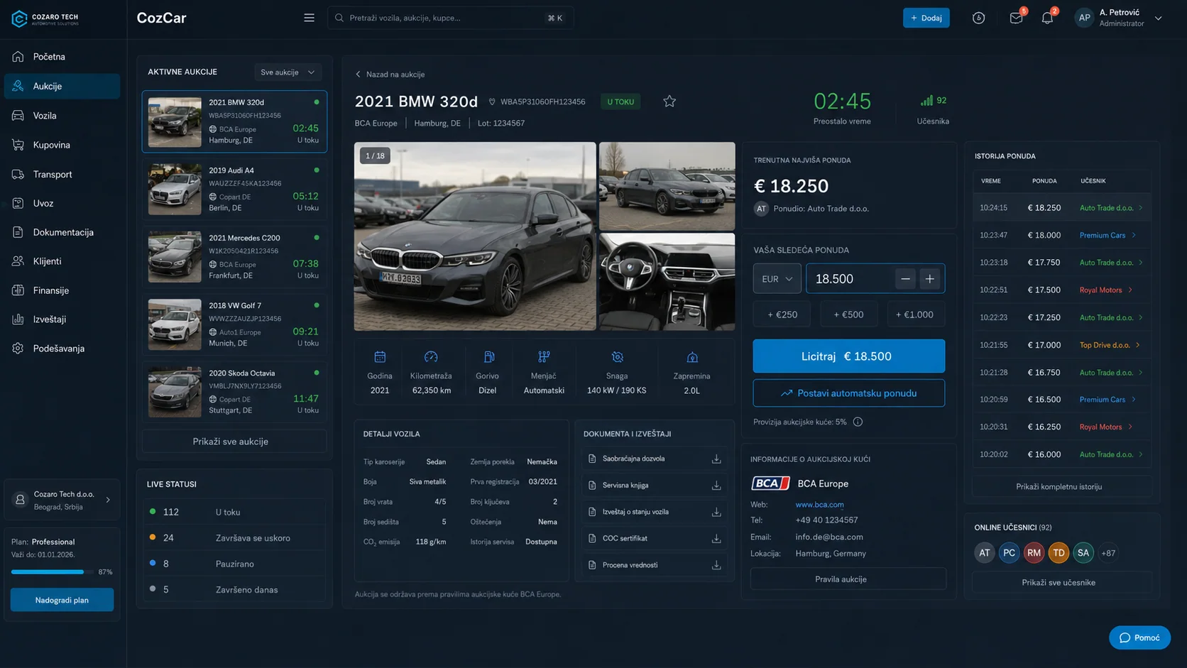 CozCar automotive import platform preview screenshot 4