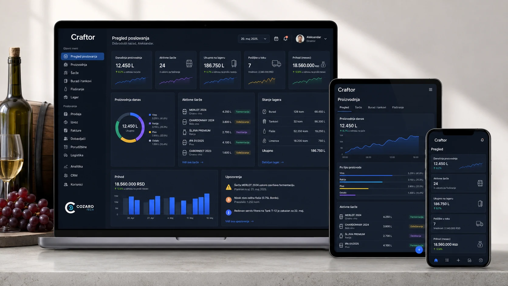 Craftor beverage production ERP preview