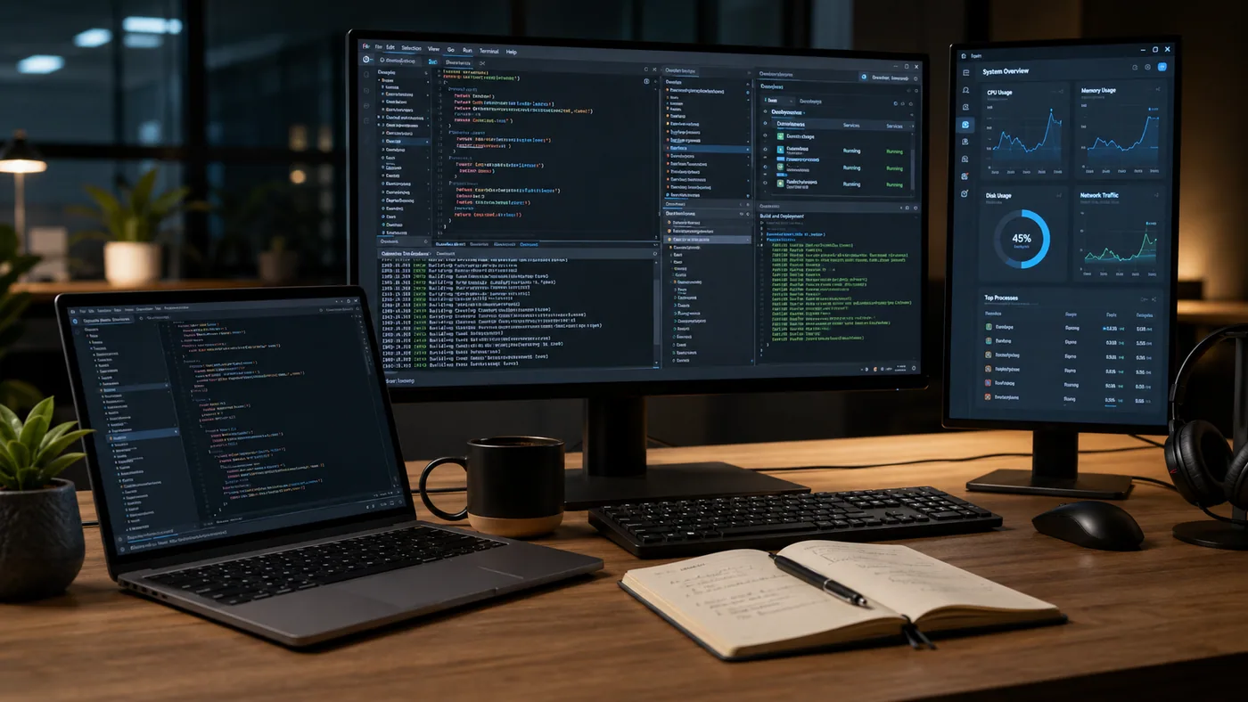 Engineering dashboard and code workspace interface