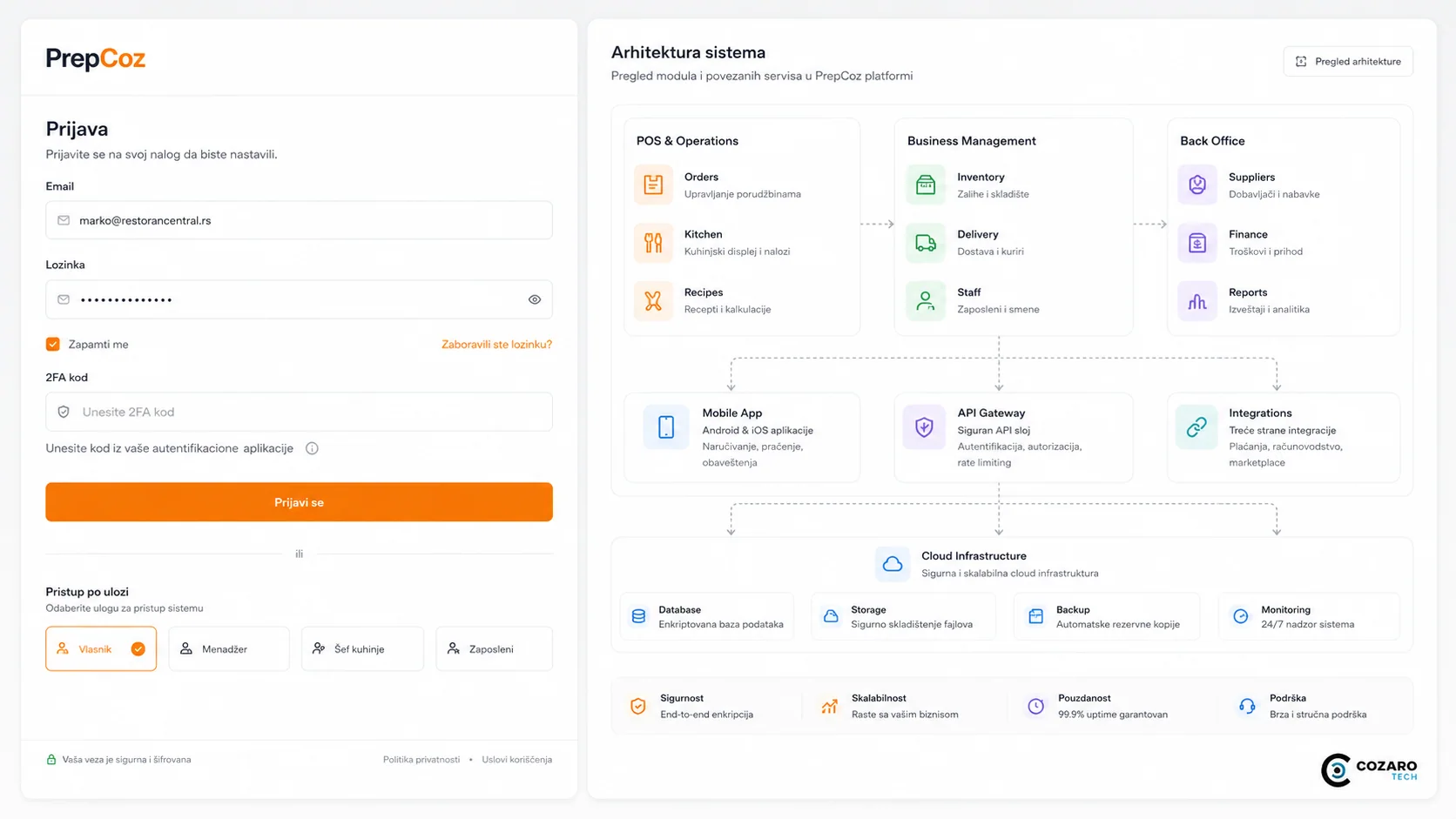 PrepCoz food operations platform preview screenshot 3